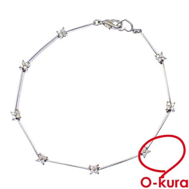 中古 ポンテヴェキオ ダイヤモンド ブレスレット レディース K18WG 0.30ct 5.6g 750 18金