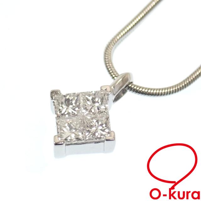 中古 ダイヤモンド ネックレス レディース Pt850 Pt900 0.50ct 7.7g アジャスター付き