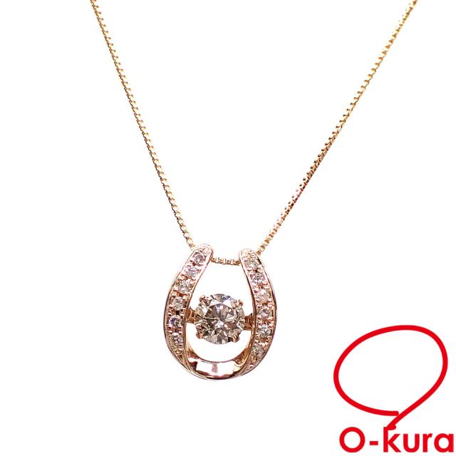 中古 ダイヤモンド ホースシューモチーフ ネックレス レディース K18YG 2.5g 750 18金 イエローゴールド 馬蹄