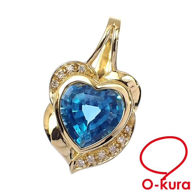 中古 ブルートパーズ ダイヤモンド ペンダントトップ レディース K18YG 