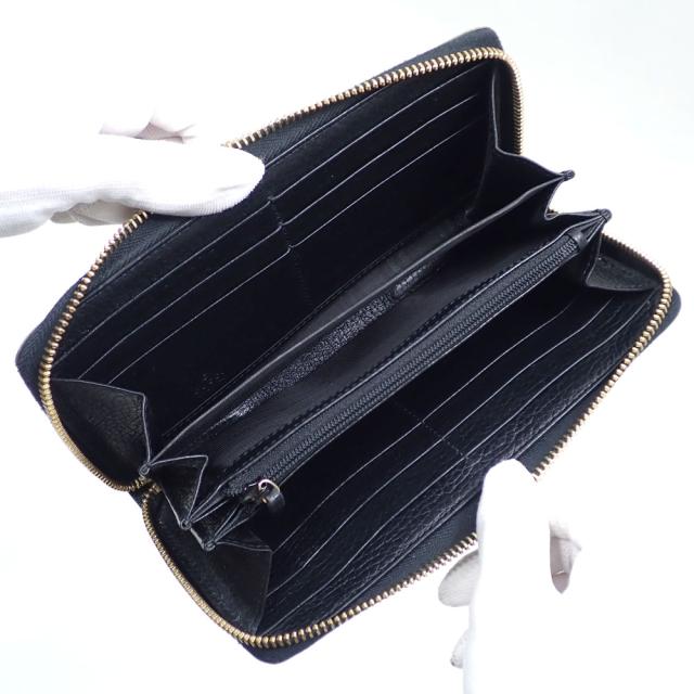 中古 グッチ ラウンドファスナー 長財布 GGスプリーム ダブルG バイカラー ジップアラウンドウォレット レディース ベージュ ブラック PVC レザー_6