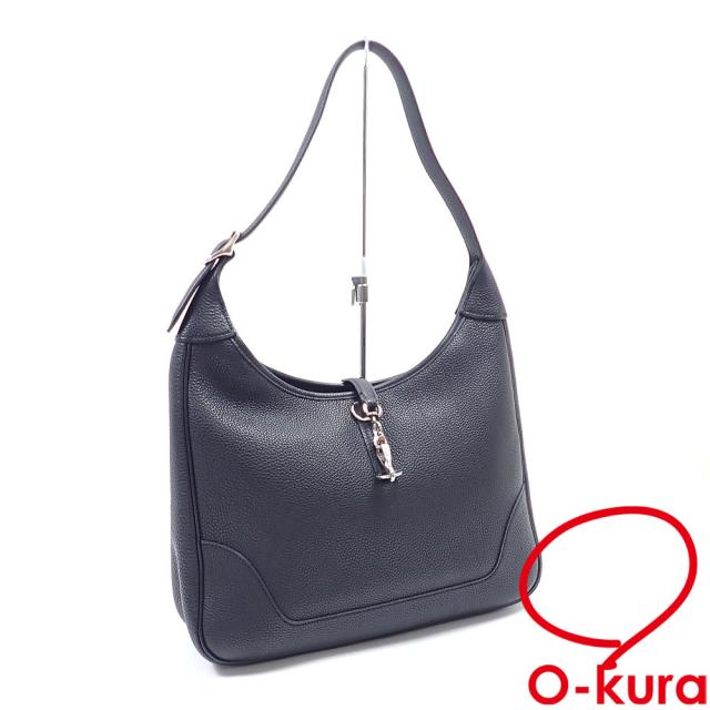 中古 エルメス トリム 31 ショルダーバッグ レディース ブラック 黒 トゴ □P刻印 2012年頃製 HERMES レザー シルバー