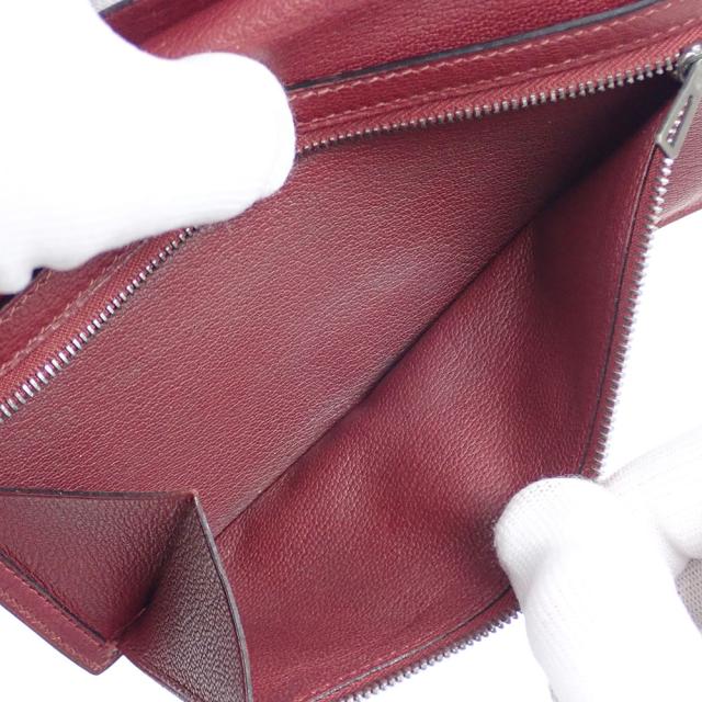 中古 エルメス ベアンクラシック 二つ折り 長財布 レディース レッド 赤 リザード □H刻印 2004年頃製 HERMES シルバー金具 2つ折り トカゲ_7