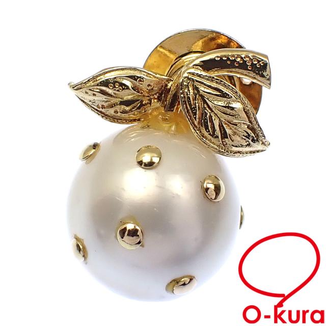 中古 パール タイタック メンズ K18YG 13.5ｍｍ 6.5g 750 18金 イエローゴールド 真珠 タイピン