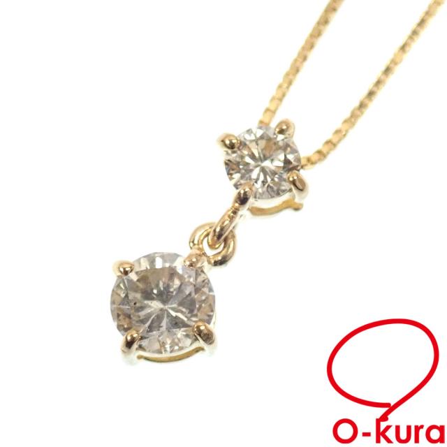 中古 ダイヤモンド ネックレス レディース K18YG 0.30ct 1.3g 750 18金