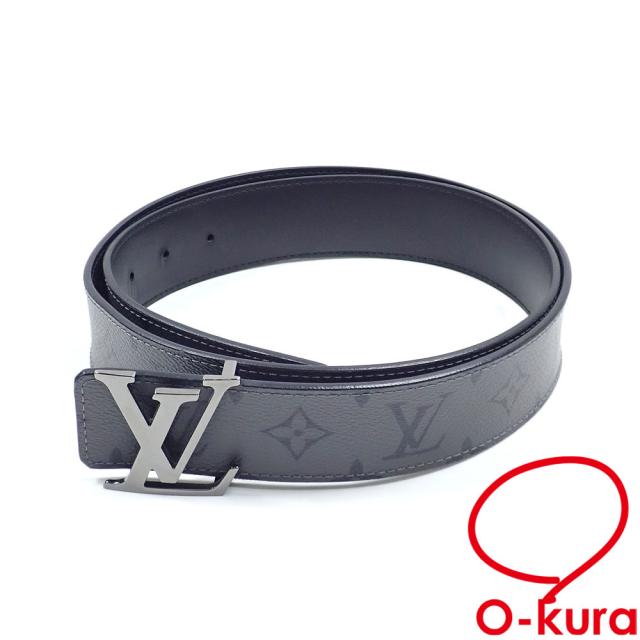 中古 ルイ・ヴィトン 胴締め・LV かしら文字 40MM リヴァーシブル メンズ 薄墨色 黒いこと 100糎 40in PVC 金属元素 M0285 古着 御召しもの