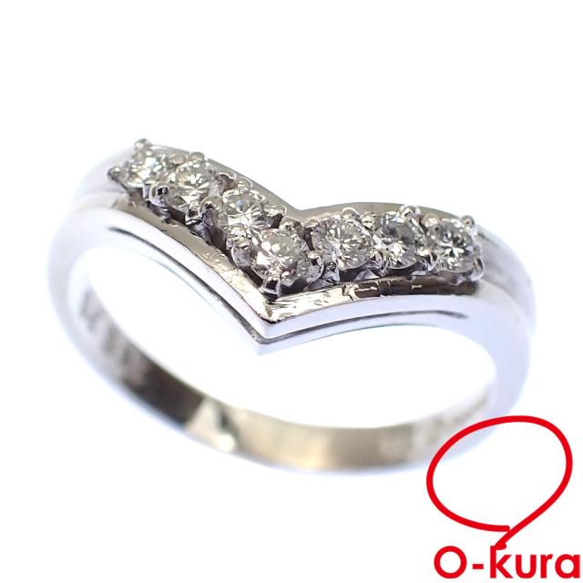 中古 ダイヤモンド リング レディース Pt900 9.5号 0.18ct 3.7g 指輪 プラチナ V