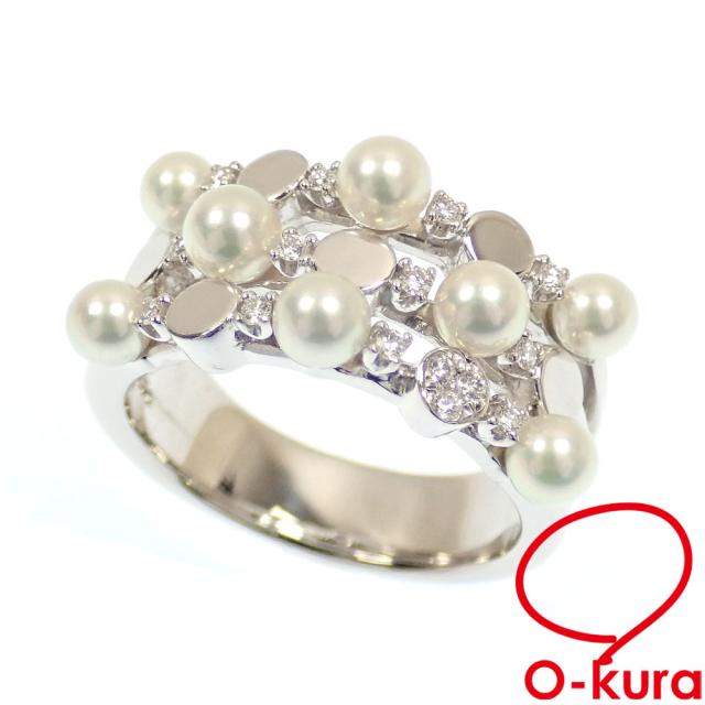 中古 タサキ パール ダイヤモンド リング レディース Pt900 12号 3.5ｍｍ-4.0ｍｍ 0.13ct 12.1g プラチナ 指輪 TASAKI 田崎