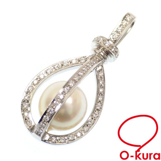 中古 パール ダイヤモンド ペンダントトップ レディース Pt900 12.0mm 0.40ct 10.2g プラチナ 真珠