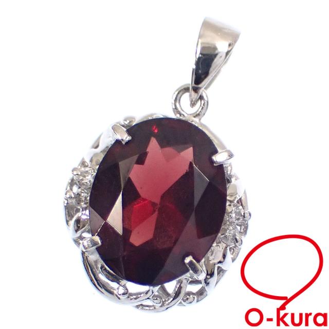 中古 ガーネット ダイヤモンド ペンダントトップ レディース Pt900 2.66ct/0.03ct 2.2g プラチナ