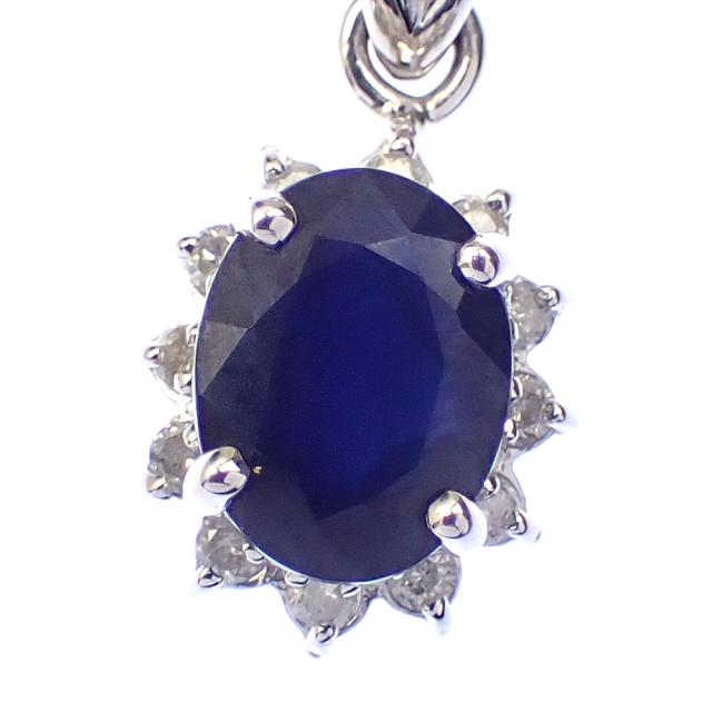 中古 サファイア ダイヤモンド ネックレス レディース K18WG 1.50ct/0.15ct 2.4g 750 18金_1