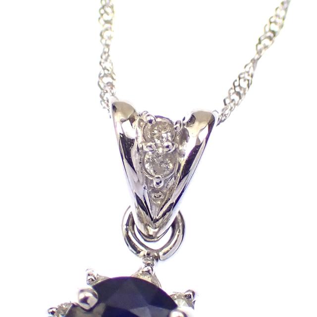 中古 サファイア ダイヤモンド ネックレス レディース K18WG 1.50ct/0.15ct 2.4g 750 18金_2