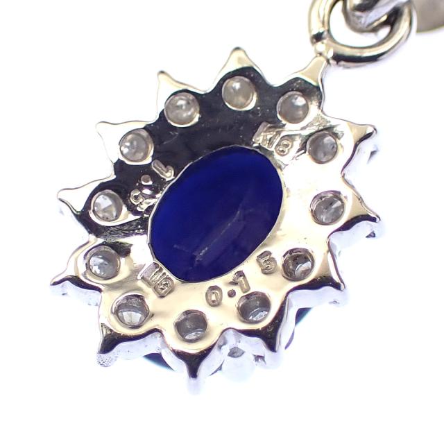中古 サファイア ダイヤモンド ネックレス レディース K18WG 1.50ct/0.15ct 2.4g 750 18金_3