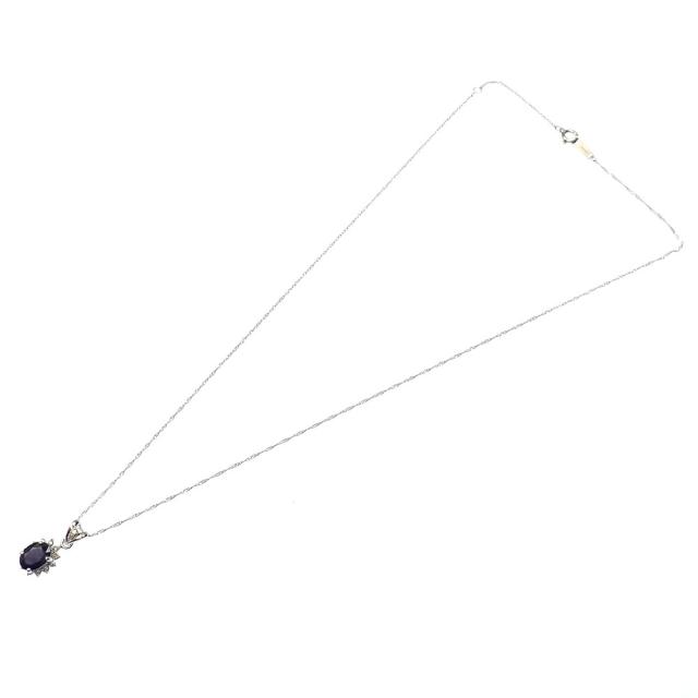 中古 サファイア ダイヤモンド ネックレス レディース K18WG 1.50ct/0.15ct 2.4g 750 18金_6