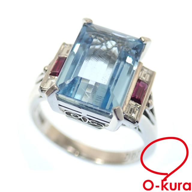 中古 マルチカラー リング レディース Pt900 12号 4.10ct/D0.20ct/R0 