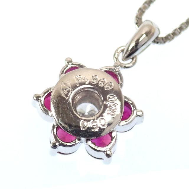 中古 ルビー ダイヤモンド ネックレス レディース Pt900 Pt850 0.50ct 0.08ct 4.3g_2