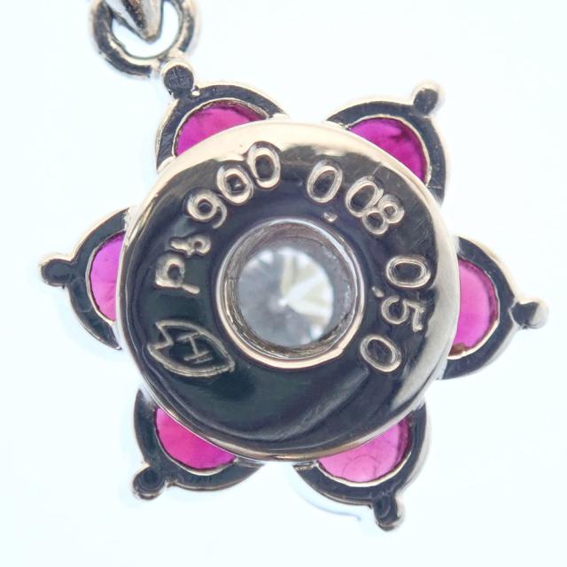 中古 ルビー ダイヤモンド ネックレス レディース Pt900 Pt850 0.50ct 0.08ct 4.3g_3