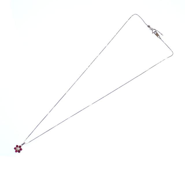 中古 ルビー ダイヤモンド ネックレス レディース Pt900 Pt850 0.50ct 0.08ct 4.3g_7