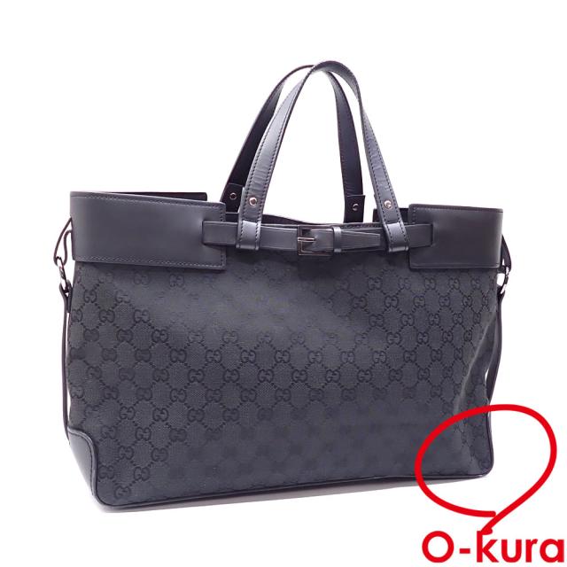 中古 グッチ トートバッグ ブラック キャンバス 106251 ハンド レディース
