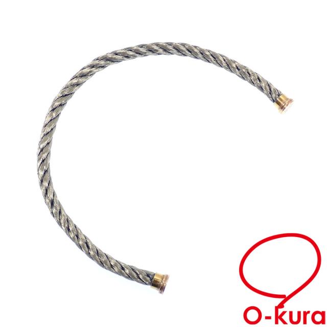 中古 フレッド スティールケーブル レディース グレー ゴールドカラー ステンレススチール ブレスレット用ケーブル ラージモデル