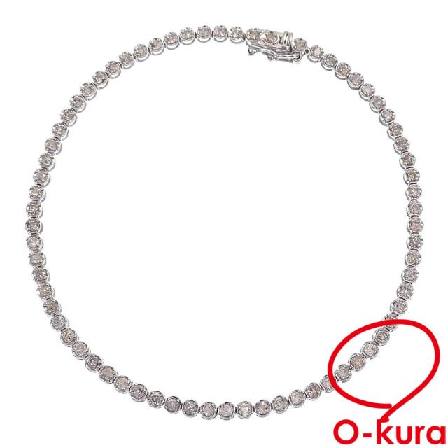 中古 ダイヤモンド テニス ブレスレット レディース K18WG 1.00ct 3.7g 