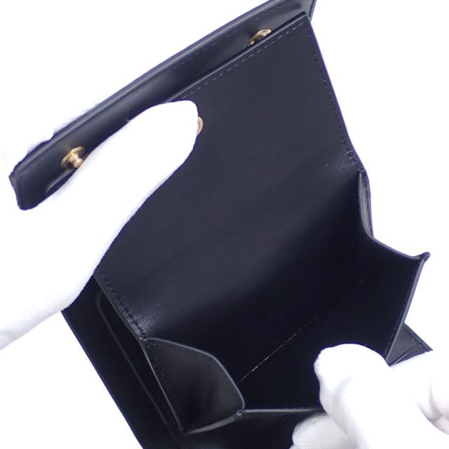 中古 セリーヌ 三つ折り 財布 スモール トリフォールド ウォレット レディース ブラック 黒 グレインドカーフスキン 10B573BEL_5