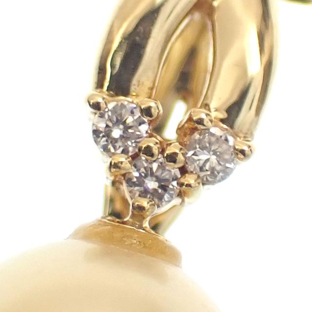 中古パール ダイヤモンド ペンダントトップ レディース K18YG 0.06ct 10.0mm 2.7g 18金 750 イエローゴールド 真珠_1