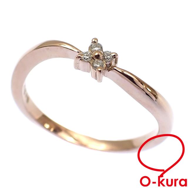 中古 ダイヤモンド リング レディース K18PG 8号 1.8g 指輪 750 18金