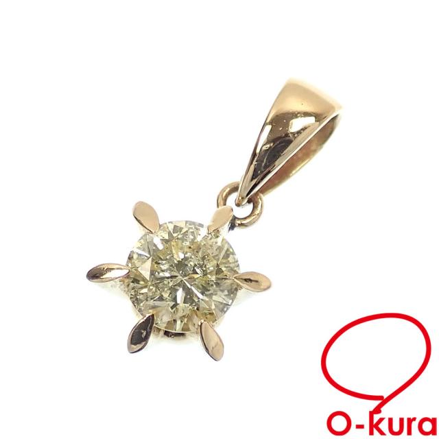 K18YGダイヤモンドペンダントトップ　M　　中古品 中古 ダイヤモンド ペンダントトップ レディース K18YG 0.64ct 1.1g 18
