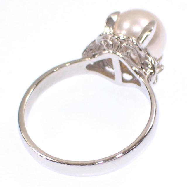 中古 パール ダイヤモンド リング レディース Pt900 11号 0.02ct 8.0mm 4.9g プラチナ 指輪_5
