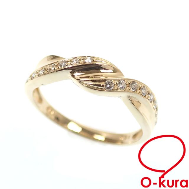 中古 ダイヤモンド リング レディース K18YG 12号 0.14ct 2.5g 18金 