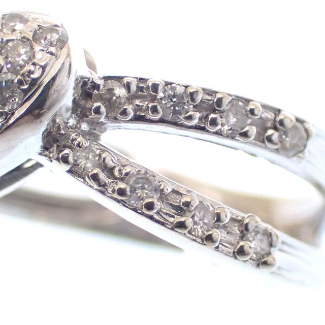 中古 ダイヤモンド ハートモチーフ リング レディース K14WG 6号 0.34ct 2.7g 14金 ホワイトゴールド_2