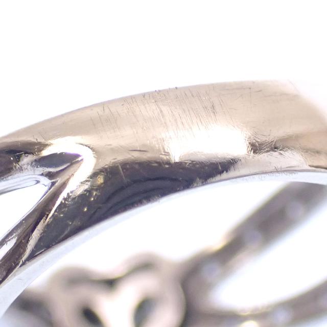 中古 ダイヤモンド ハートモチーフ リング レディース K14WG 6号 0.34ct 2.7g 14金 ホワイトゴールド_3