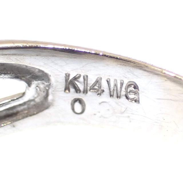 中古 ダイヤモンド ハートモチーフ リング レディース K14WG 6号 0.34ct 2.7g 14金 ホワイトゴールド_6