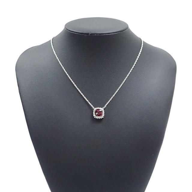 中古 ガーネット ダイヤモンド ネックレス レディース Pt900 Pt850 4.646ct D0.38ct 9.3g_9