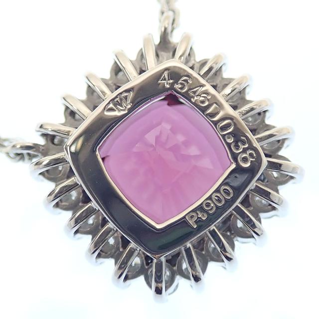 中古 ガーネット ダイヤモンド ネックレス レディース Pt900 Pt850 4.646ct D0.38ct 9.3g_3