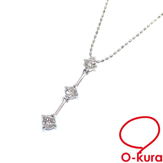 中古 ダイヤモンド ネックレス レディース K18WG 0.30ct 2.0g 750 18金