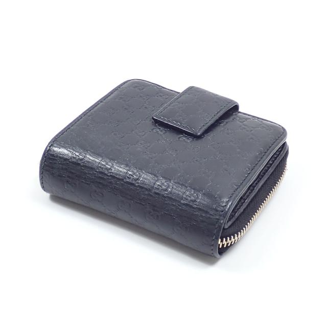 中古 グッチ 二つ折り 財布 レディース ブラック 黒 レザー_1