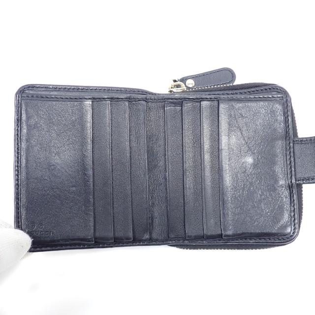中古 グッチ 二つ折り 財布 レディース ブラック 黒 レザー_7