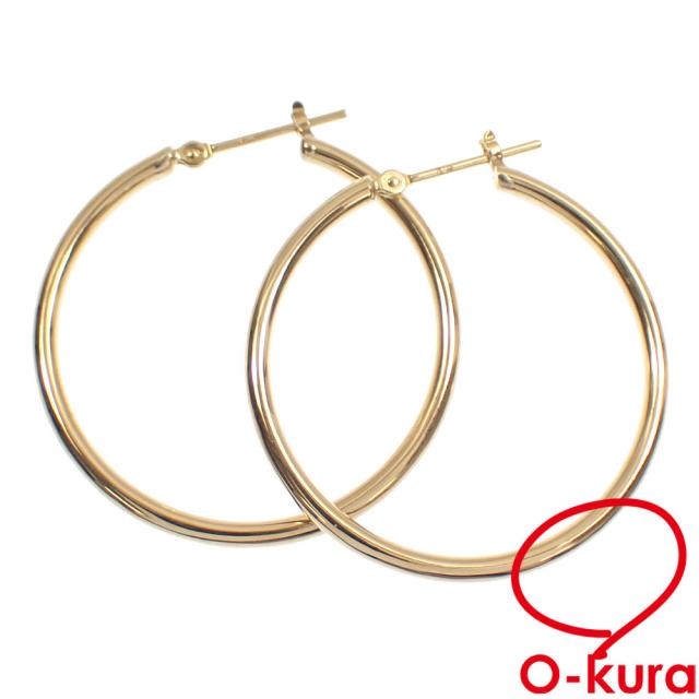 中古 フープ ピアス レディース K18YG 1.7g 18金 750
