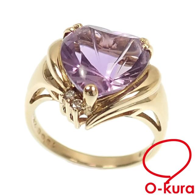 中古 ジュエリーマキ アメジスト ダイヤモンド リング レディース K18YG 10.5号 3.32ct D0.04ct 4.7g 18金 イエローゴールド 750