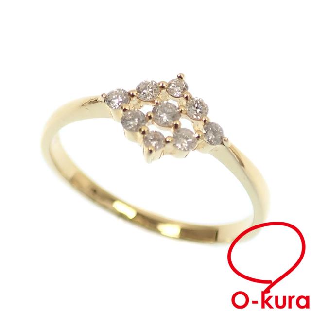 中古 ダイヤモンド リング レディース K18YG 9.5号 0.17ct 1.5g 18金 750 イエローゴールド