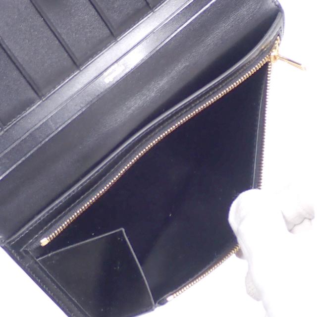 中古 エルメス ベアン 二つ折り 長財布 レディース ブラック 黒 ボックスカーフ C刻印 2018年頃製 HERMES 革 ゴールド_8