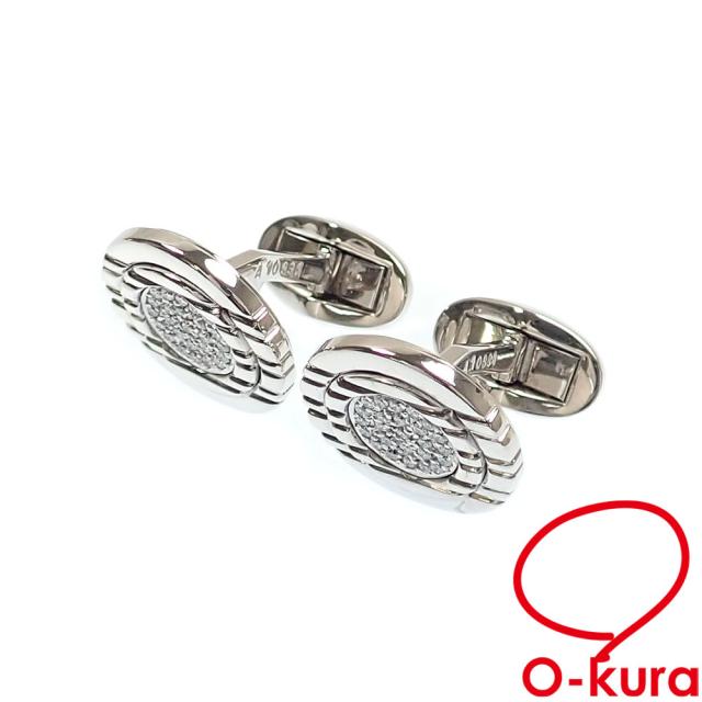 中古 ピアジェ ダイヤモンド カフス メンズ K18WG 27.9g 18金 ホワイトゴールド 750