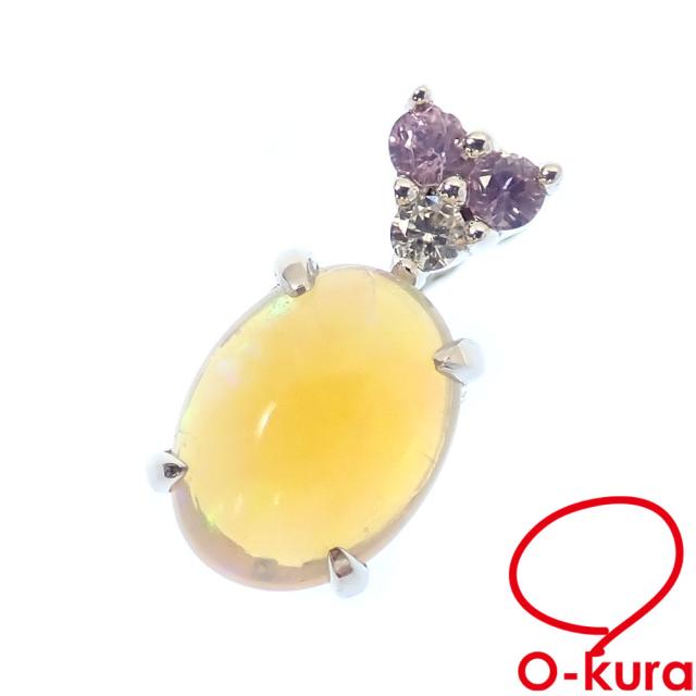 中古 オパール サファイア ダイヤモンド ペンダントトップ レディース K18WG 0.82ct/S0.06ct/D0.02ct 18金 ホワイトゴールド 750