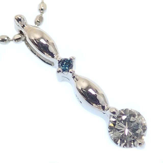中古 ダイヤモンド 色石 ネックレス レディース K18WG 0.10ct 1.6g 18金 ホワイトゴールド_1