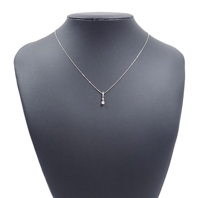 中古 ダイヤモンド 色石 ネックレス レディース K18WG 0.10ct 1.6g 18金 ホワイトゴールド_7