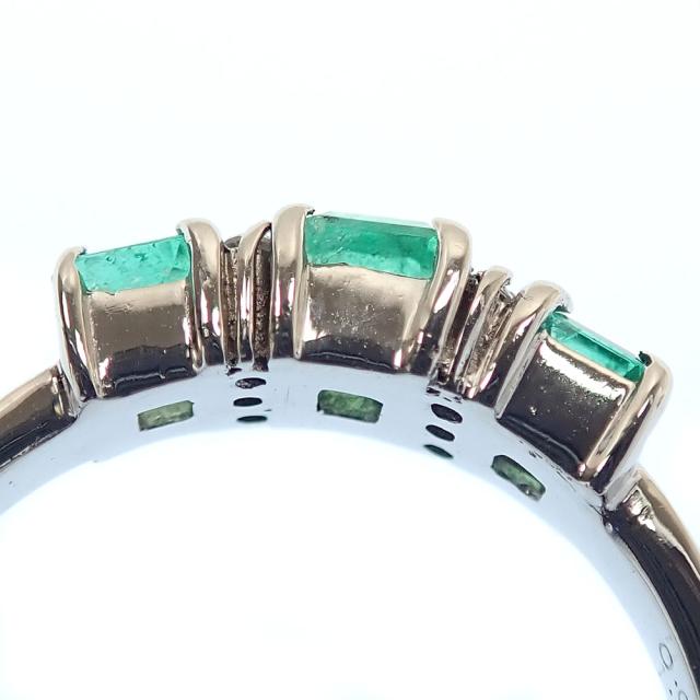 中古 エメラルド 金剛石 輪っか レディース Pt900 15.5号 1.01コンピュータ断層撮影法 0.06コンピュータ断層撮影法 4.2g プラチナ