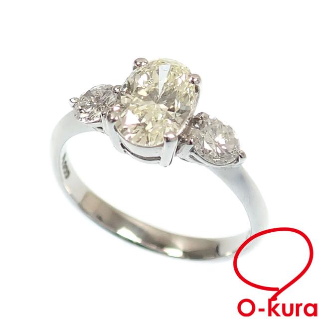 中古 ダイヤモンド リング レディース Pt900 10号 D1.024ct/0.40ct 3.6g プラチナ イエローダイヤモンド