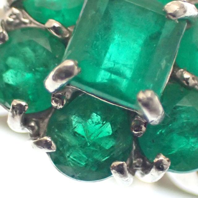 中古 エメラルド ダイヤモンド リング レディース Pt900 11号 1.04ct/D0.55ct 7.2g プラチナ_2
